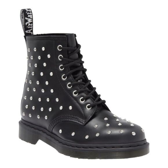 Dr. Martens 1460 stud lug sole boots black leather size 5 NWB. - Picture 1 of 4